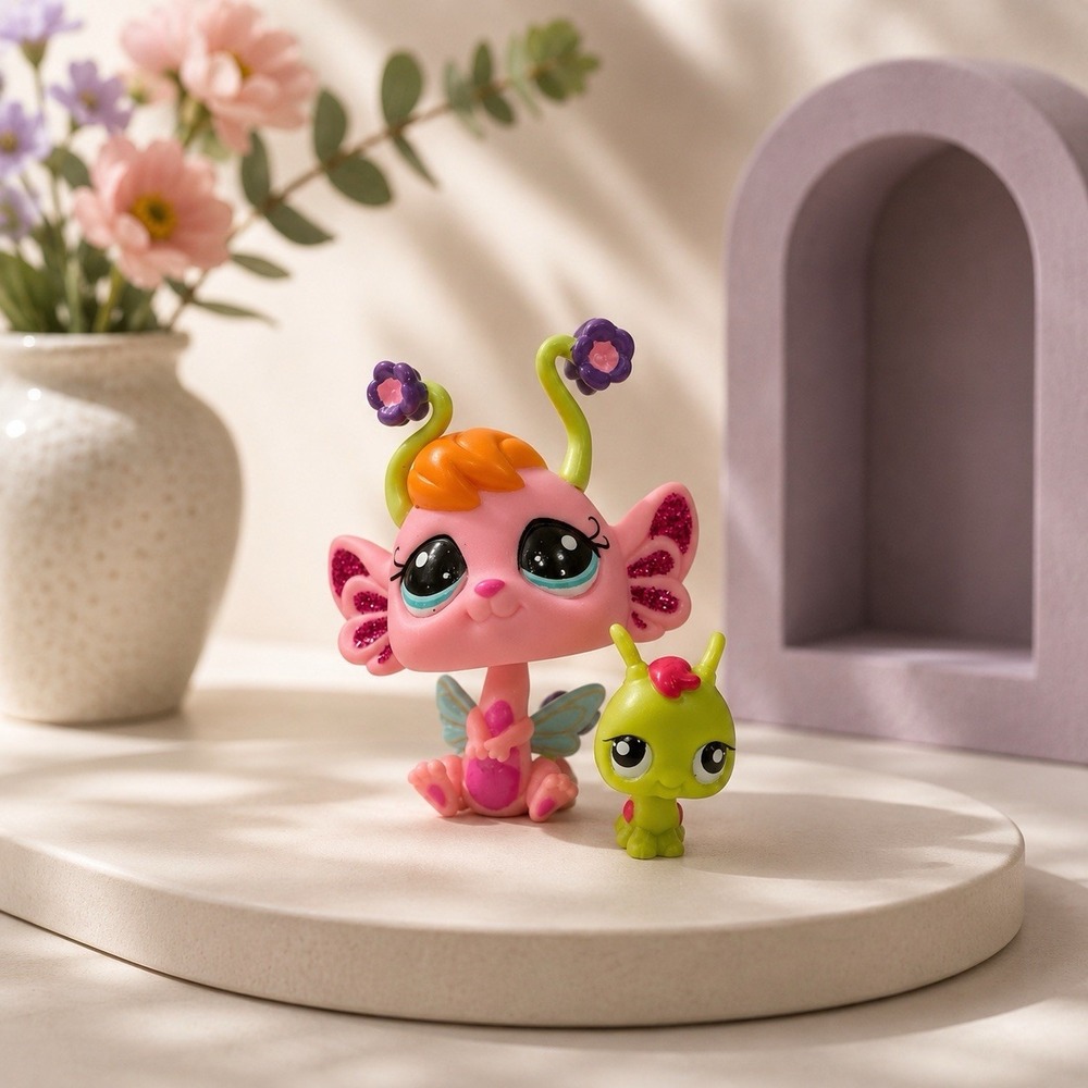 Littlest Pet Shop LPS #2614 2615 Flower Fairy Pink Authentic Hasbro